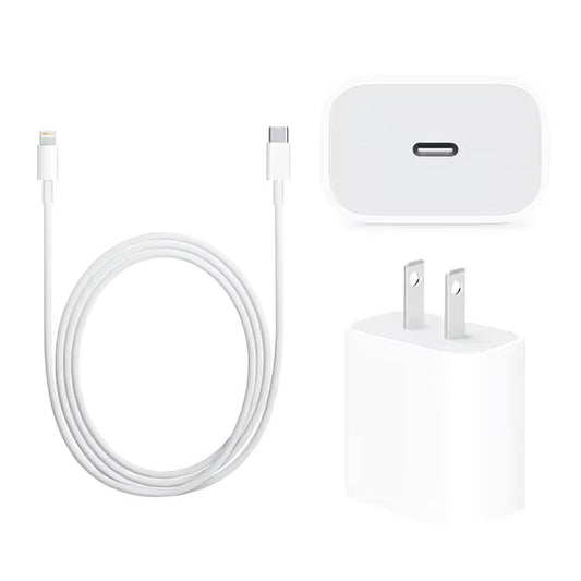 20W Fast Charging Bundle for iPhone and iPad - Type C to Lightning Cable (1m) + Travel Adapter